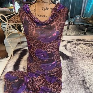 Fashion Nova Purple and Brown Leopard Print Dress